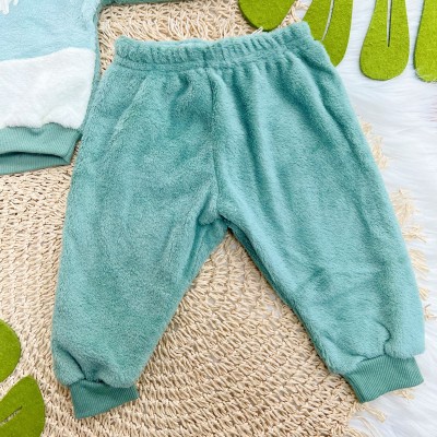 Conj. Casaco Tigre Baby e Calça de Pelinho - Verde e Off White
